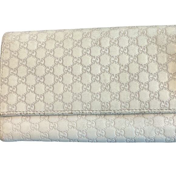 GUCCI Continental Microguccissim Leather Wallet In Beige Gold Hardware - Picture 3 of 16